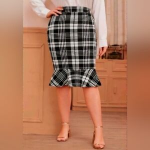 Plus Plaid Mermaid Skirt
